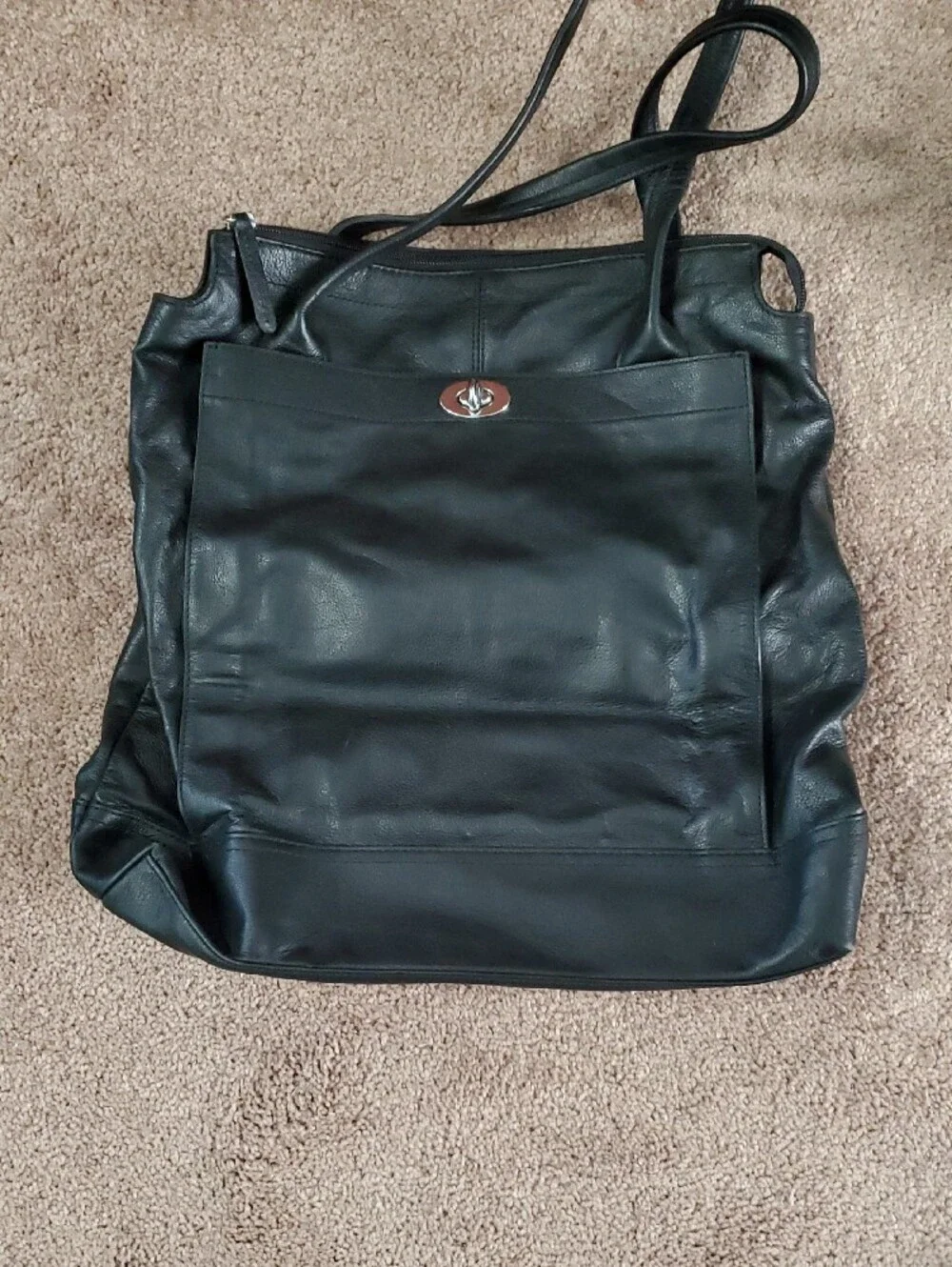 USED ONCE! BANANA REPUBLIC Classic Black LARGE Leather Shoulder Tote - Women's